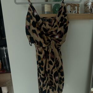 H&M Leopard Print Mini Dress - Black and Tan